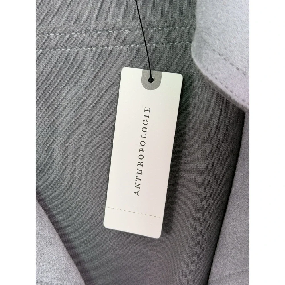Anthropologie Womens‎ L Gray Faux Suede Moto Jacket Open Front NWT $150